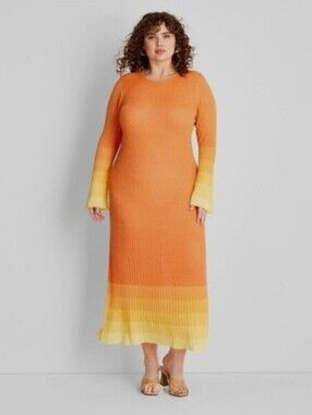 Orange Ombre Sleeve Maxi Dress - Unbranded